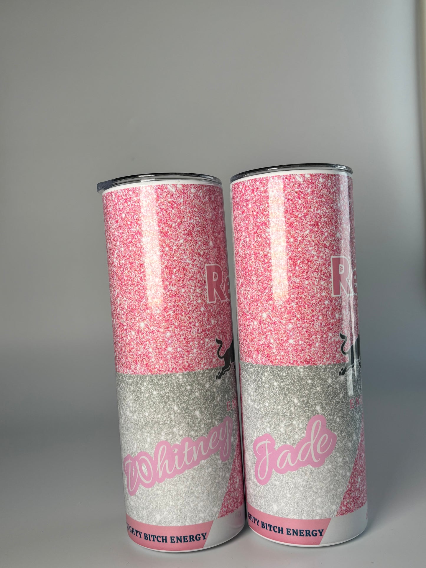 Pink Sparkly Redbull Tumbler Duo