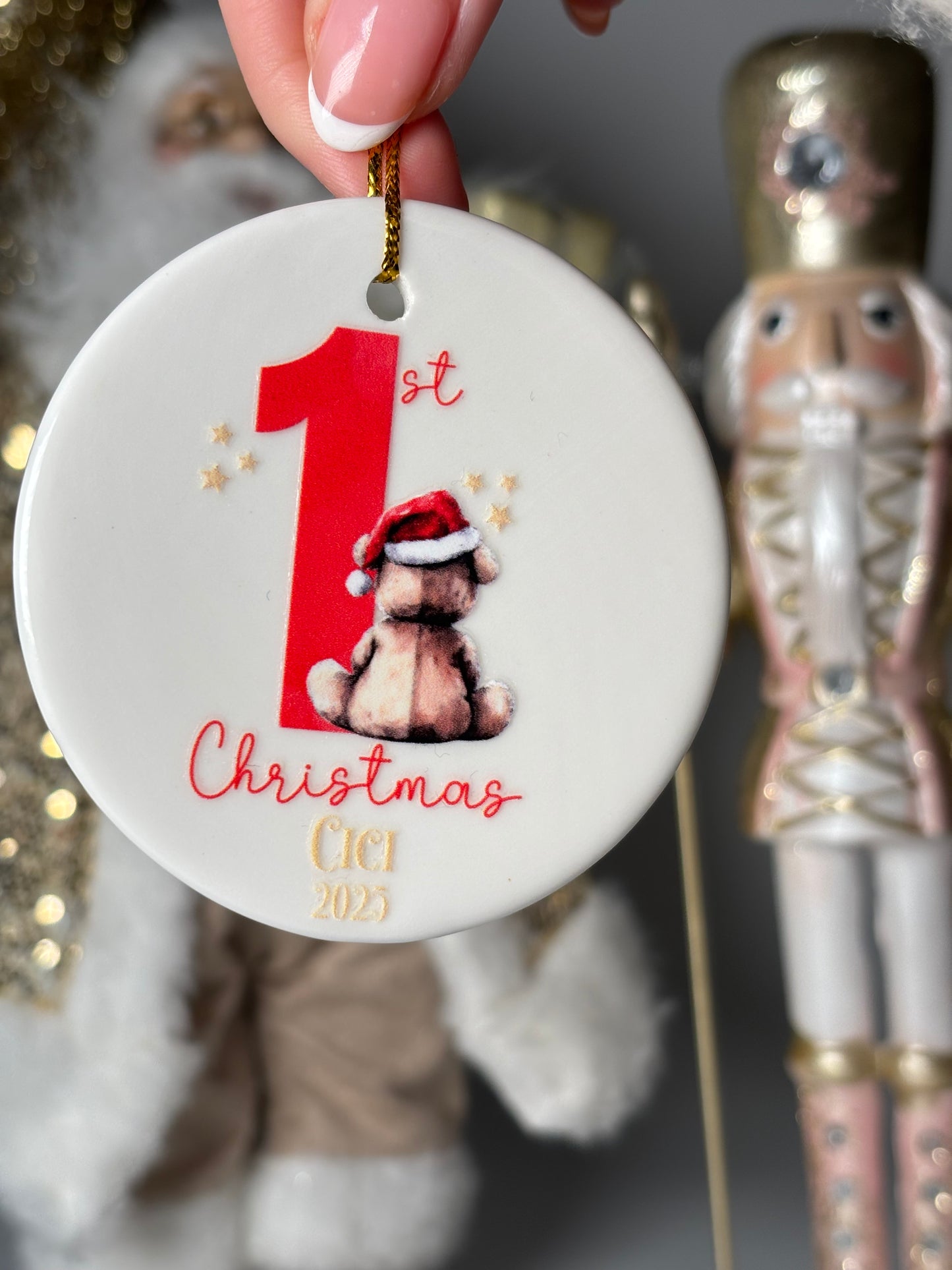 Personalised Baby’s 1st Christmas Ceramic Bauble
