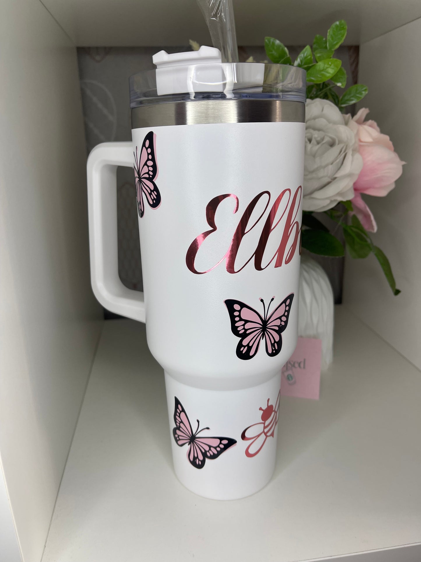 Personalised Bees and Butterflies 40oz Tumbler