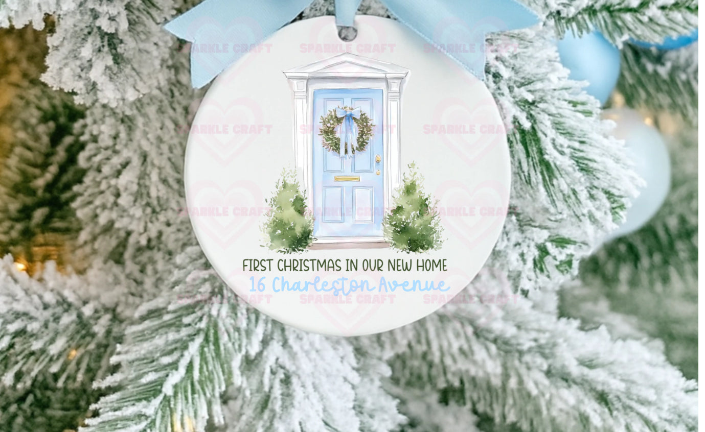 First Christmas in Our New Home” Personalised Ceramic Bauble