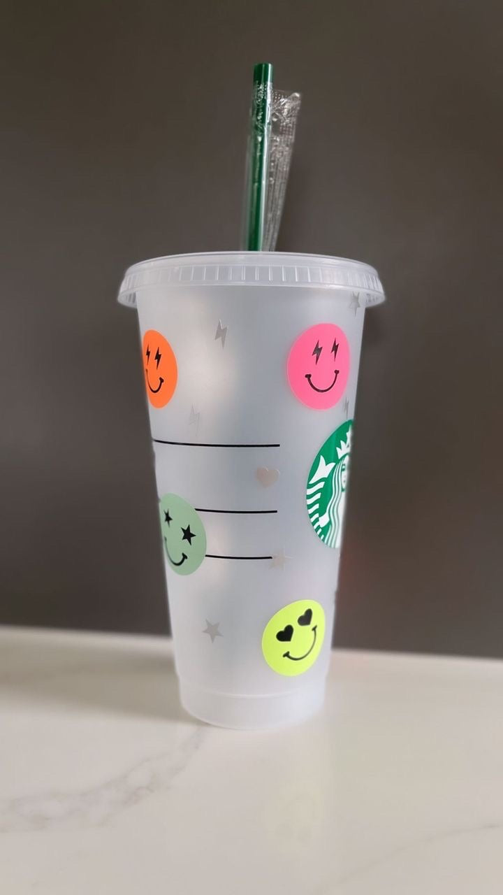 Funky Smiley Face Personalised Starbucks Cup