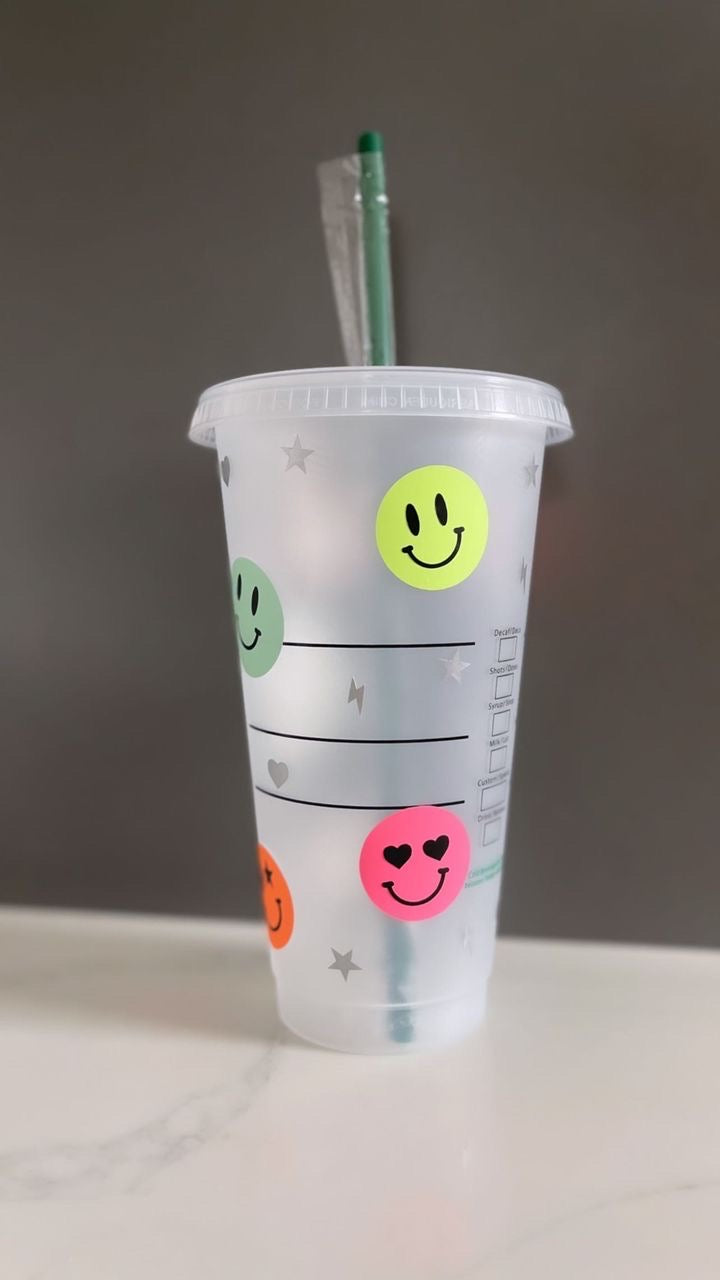 Funky Smiley Face Personalised Starbucks Cup