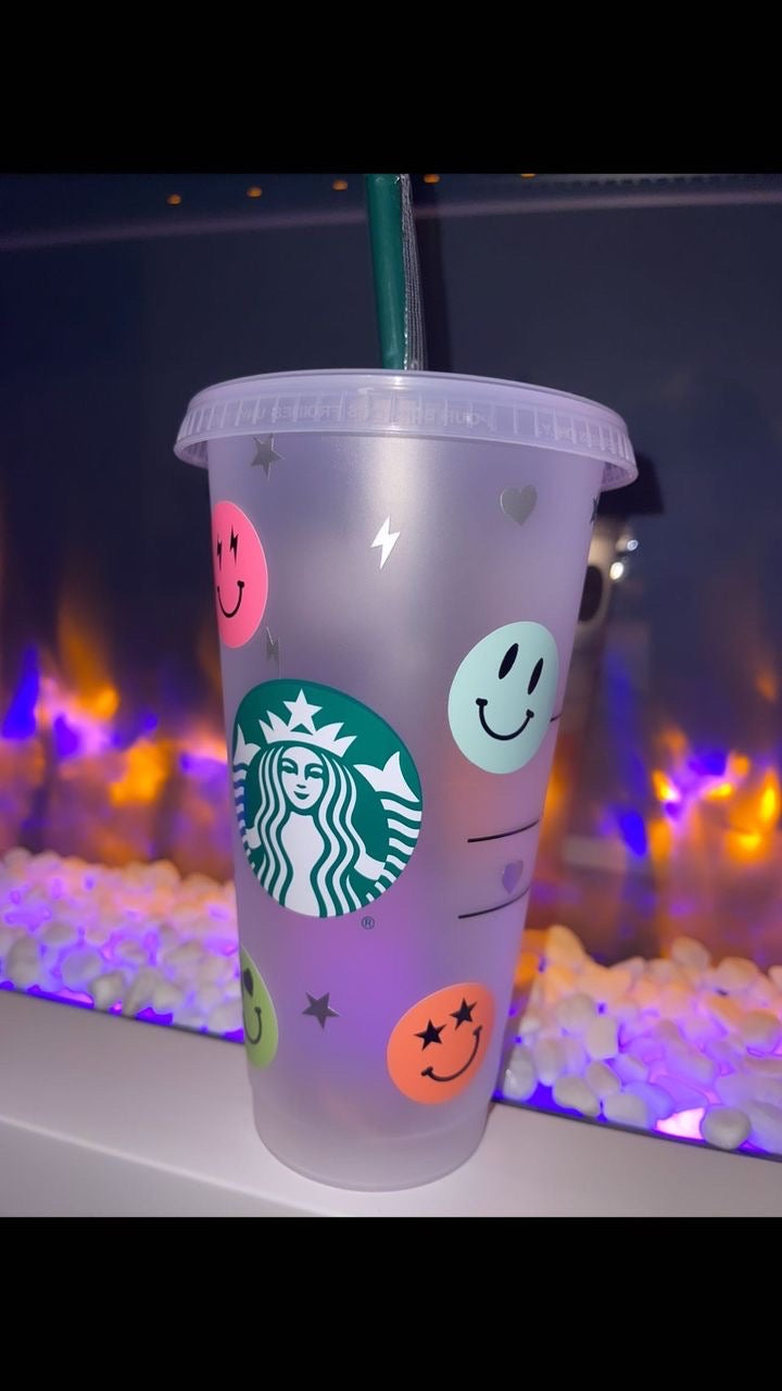 Funky Smiley Face Personalised Starbucks Cup
