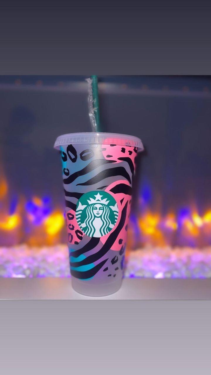 Funky Animal Print Personalised Starbucks Cup - Festival Collection